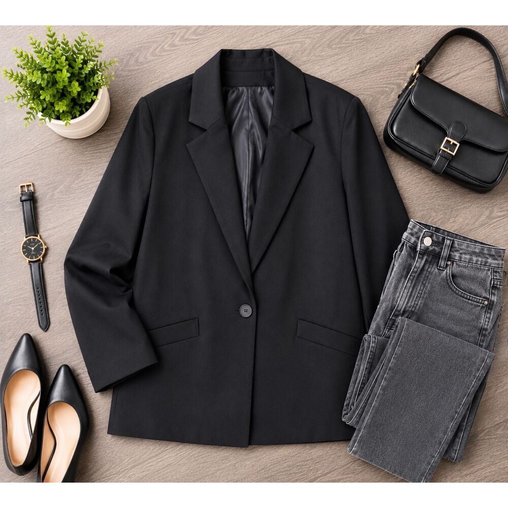 Eloquent Blazer Women's Size 22x24 Black Long Sleeve Vintage (A25)
